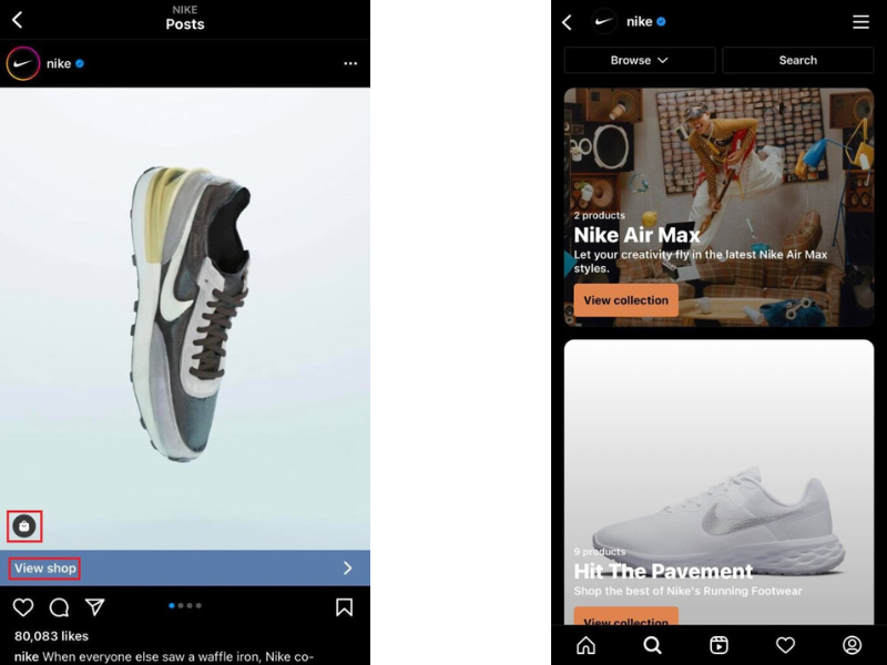 Bài đăng này của Nike là một ví dụ về social commerce.